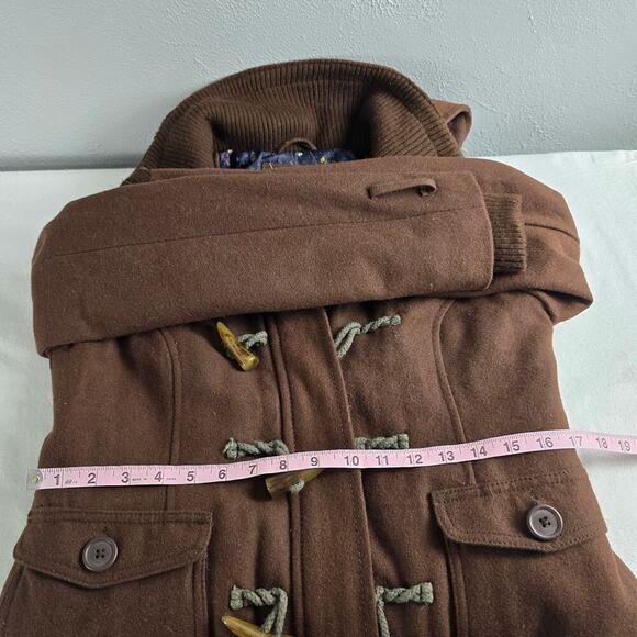 dELiA's Wool Blend Brown Hooded Zip Toggle Coat M Bella Swan Y2K Norm Thinsulate - Picture 9 of 12